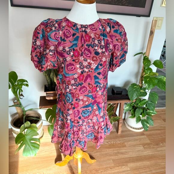 Farm Rio Blush Floral Birds Mini Dress - Picture 4 of 7